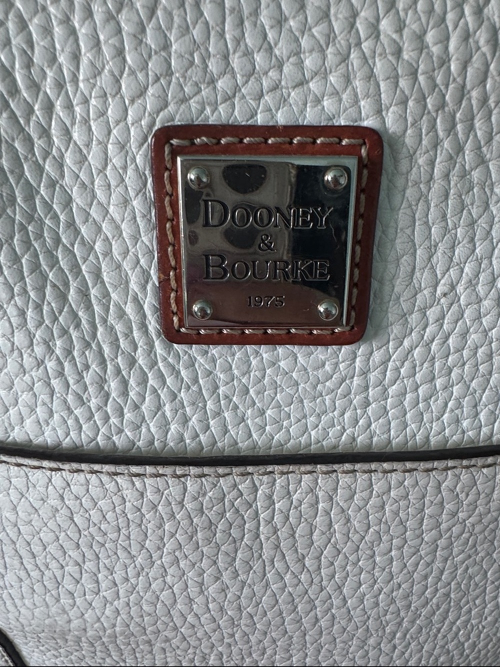 Dooney & Bourke White Pebbled Leather Tote with Brown Straps - Picture 4 of 7